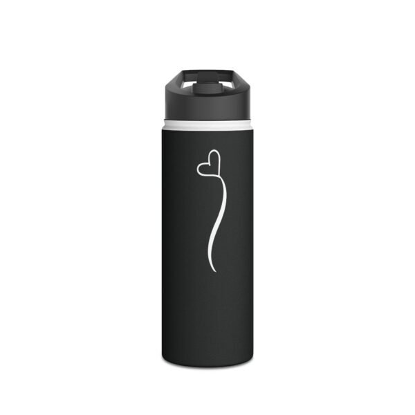 18oz Black Personalized Water Bottle – Name with Heart Design