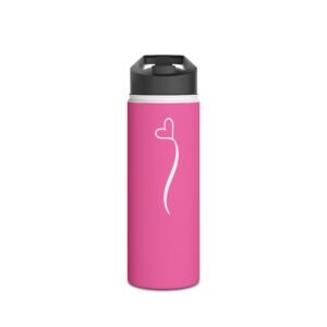 18oz Pink Personalized Water Bottle – Name with Heart Design
