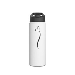 18oz White Personalized Water Bottle – Name with Heart Design