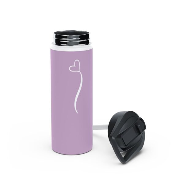 18oz Lavender Personalized Bottle – Name with Heart Design in White - Image 3