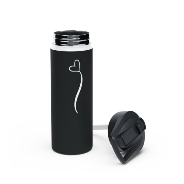 18oz Black Personalized Water Bottle – Name with Heart Design - Image 6