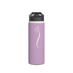 18oz Lavender Personalized Bottle – Name with Heart Design in White