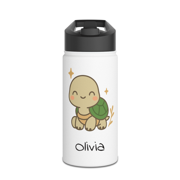 12 oz Custom Kids Bottle – Cute Turtle with Stars - Image 2