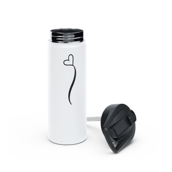 18oz White Personalized Water Bottle – Name with Heart Design - Image 3