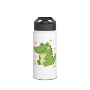 Custom Kids Water Bottle – Cute Crocodile Design