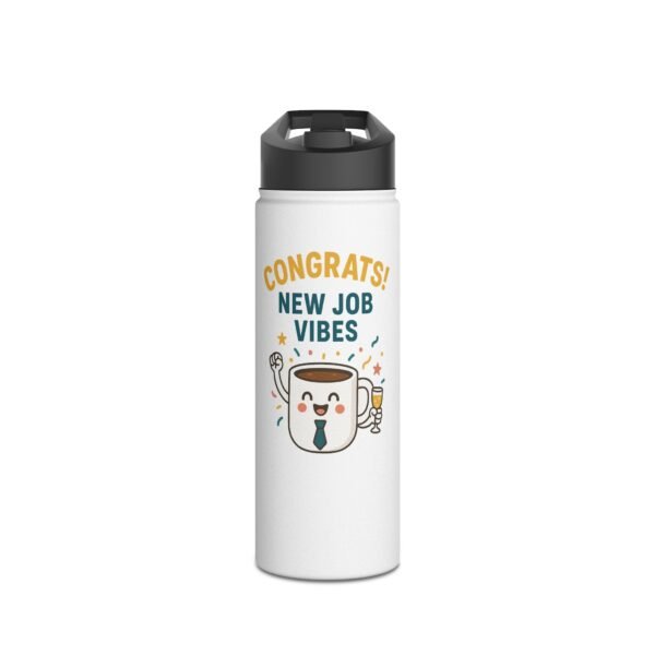 18oz Personalized Bottle – “Congrats! New Job Vibes” with Coffee Mug Character
