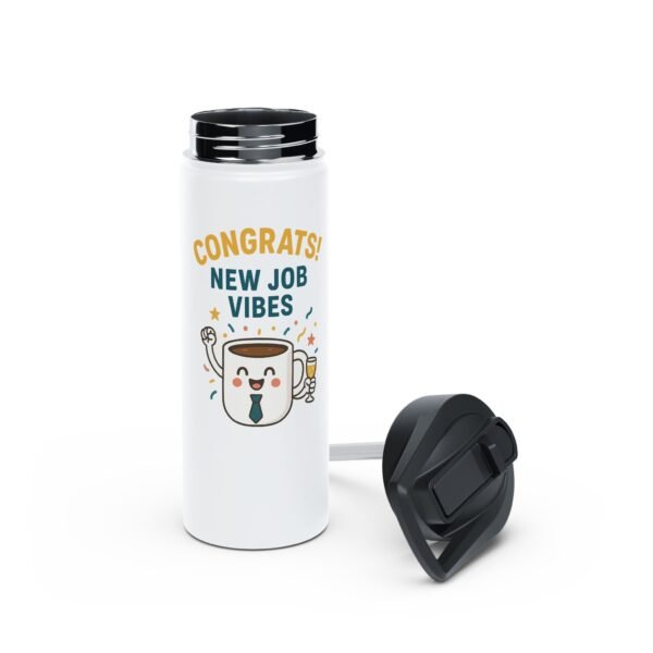 18oz Personalized Bottle – “Congrats! New Job Vibes” with Coffee Mug Character - Image 2