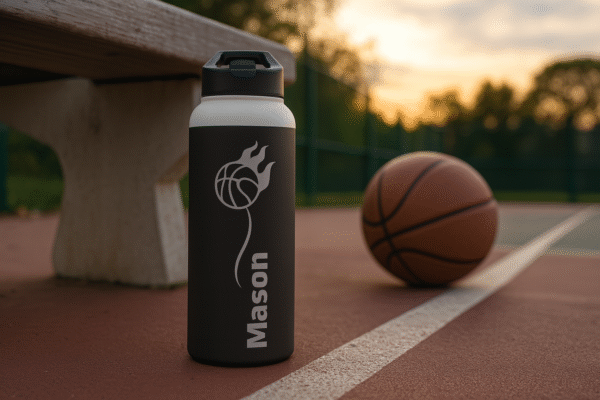 32 oz Matte Black Thermal Bottle – BasketBall Edition - Image 7