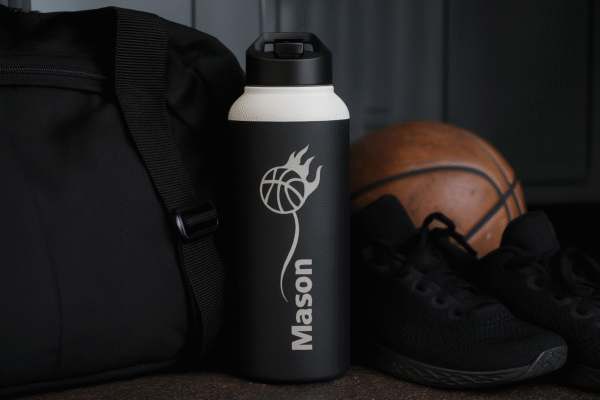 32 oz Matte Black Thermal Bottle – BasketBall Edition - Image 6