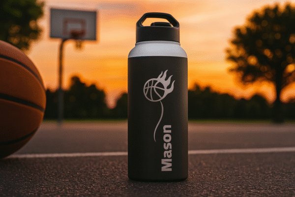 32 oz Matte Black Thermal Bottle – BasketBall Edition - Image 5