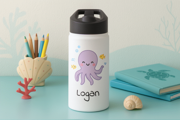 12 oz Custom Kids Bottle – Happy Octopus & Name - Image 5