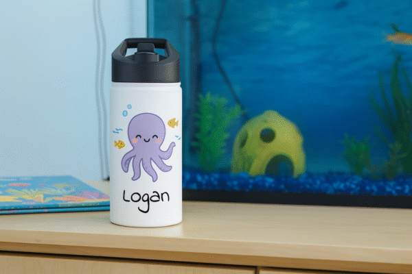 12 oz Custom Kids Bottle – Happy Octopus & Name - Image 6