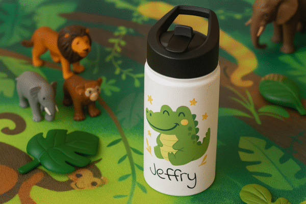 12 oz Custom Kids Bottle – Cute Crocodile Design - Image 7
