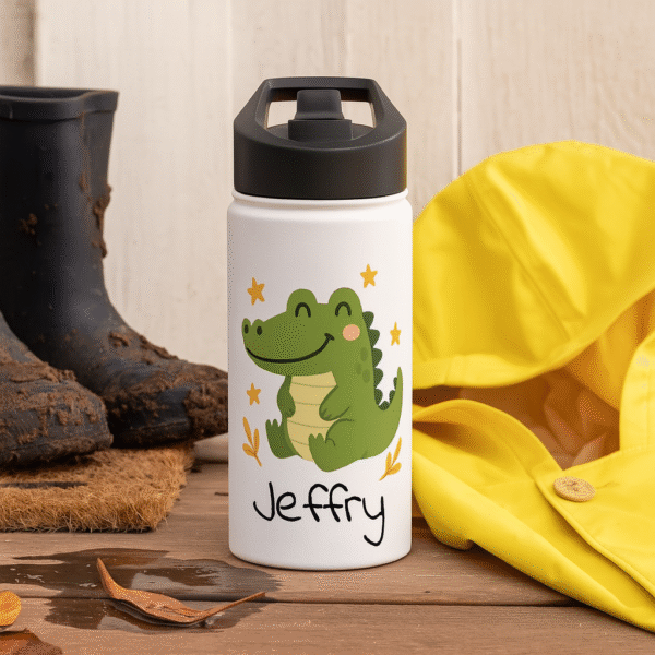 12 oz Custom Kids Bottle – Cute Crocodile Design - Image 5