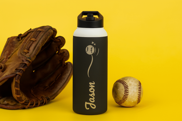 32 oz Matte Black Baseball Grind Thermal Bottle - Image 5