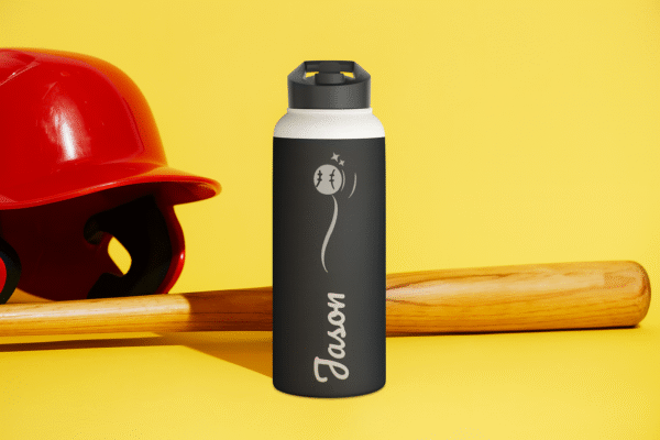 32 oz Matte Black Baseball Grind Thermal Bottle - Image 6