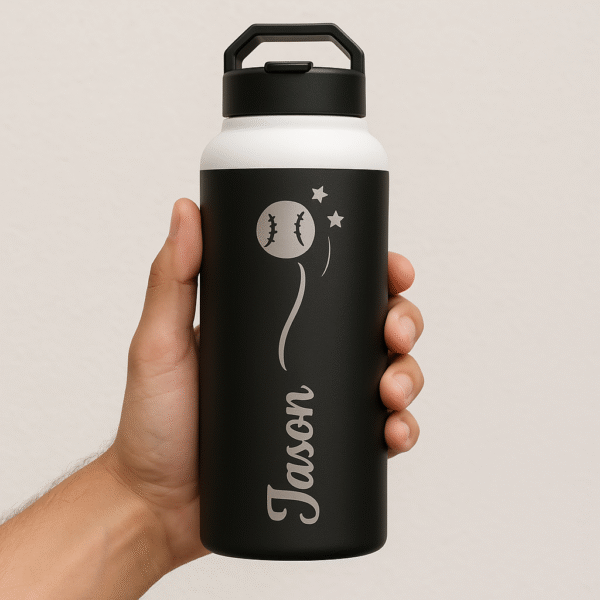 32 oz Matte Black Baseball Grind Thermal Bottle - Image 7