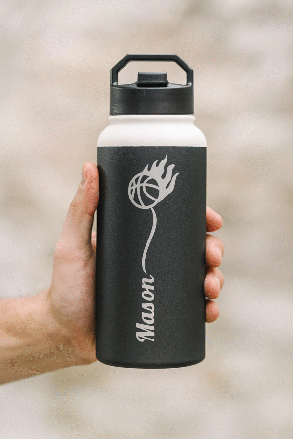 32 oz Matte Black Thermal Bottle – BasketBall Edition - Image 8