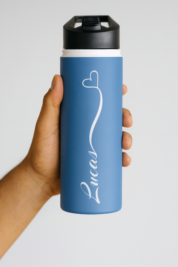 18oz Blue Personalized Water Bottle – Name with Heart Design for Boys or Everyday Gifts - Image 7