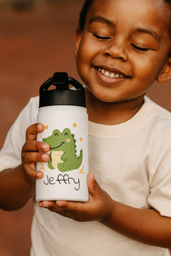 12 oz Custom Kids Bottle – Cute Crocodile Design - Image 8