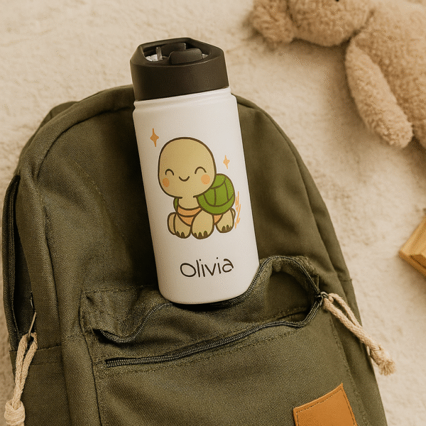 12 oz Custom Kids Bottle – Cute Turtle with Stars - Image 7