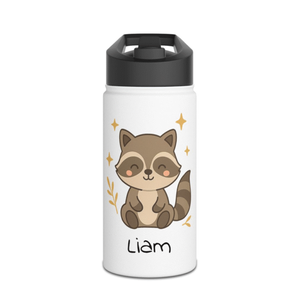 12 oz Custom Kids Bottle – Baby Raccoon with Stars - Image 2