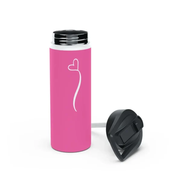 18oz Pink Personalized Water Bottle – Name with Heart Design - Image 9