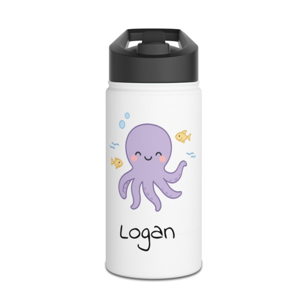 12 oz Custom Kids Bottle – Happy Octopus & Name - Image 2