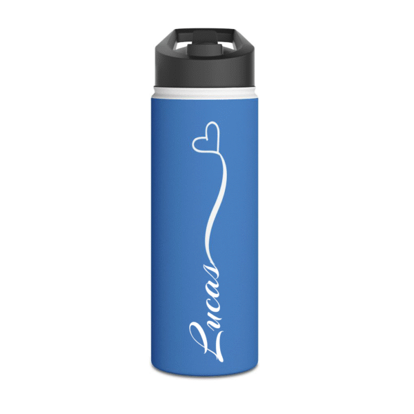 18oz Blue Personalized Water Bottle – Name with Heart Design for Boys or Everyday Gifts - Image 2