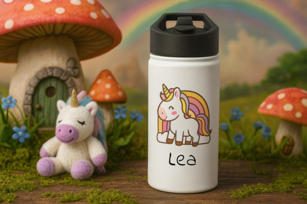 12 oz Custom Kids Bottle – Unicorn & Rainbow - Image 6
